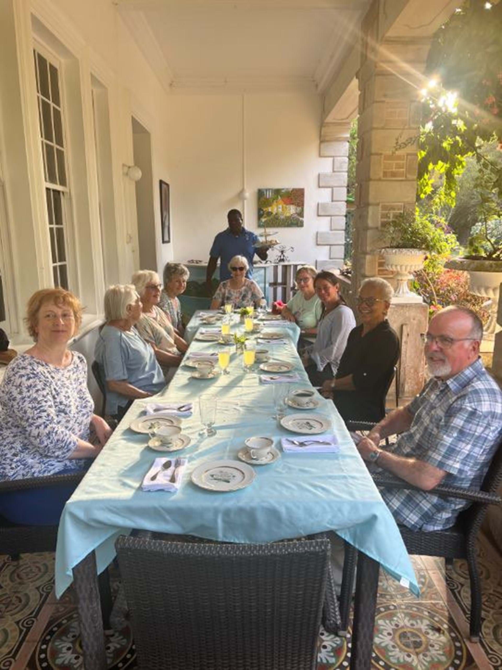 <p>Guests on our last Grenada tour indulging in a very special afternoon tea experience at Tower House Garden, which followed our guided tour there.</p>
